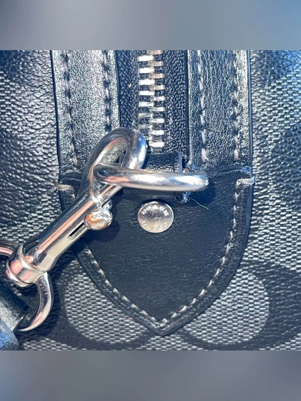 Coach Outlet Rowan Satchel Bag Black/Gray Signature Canvas