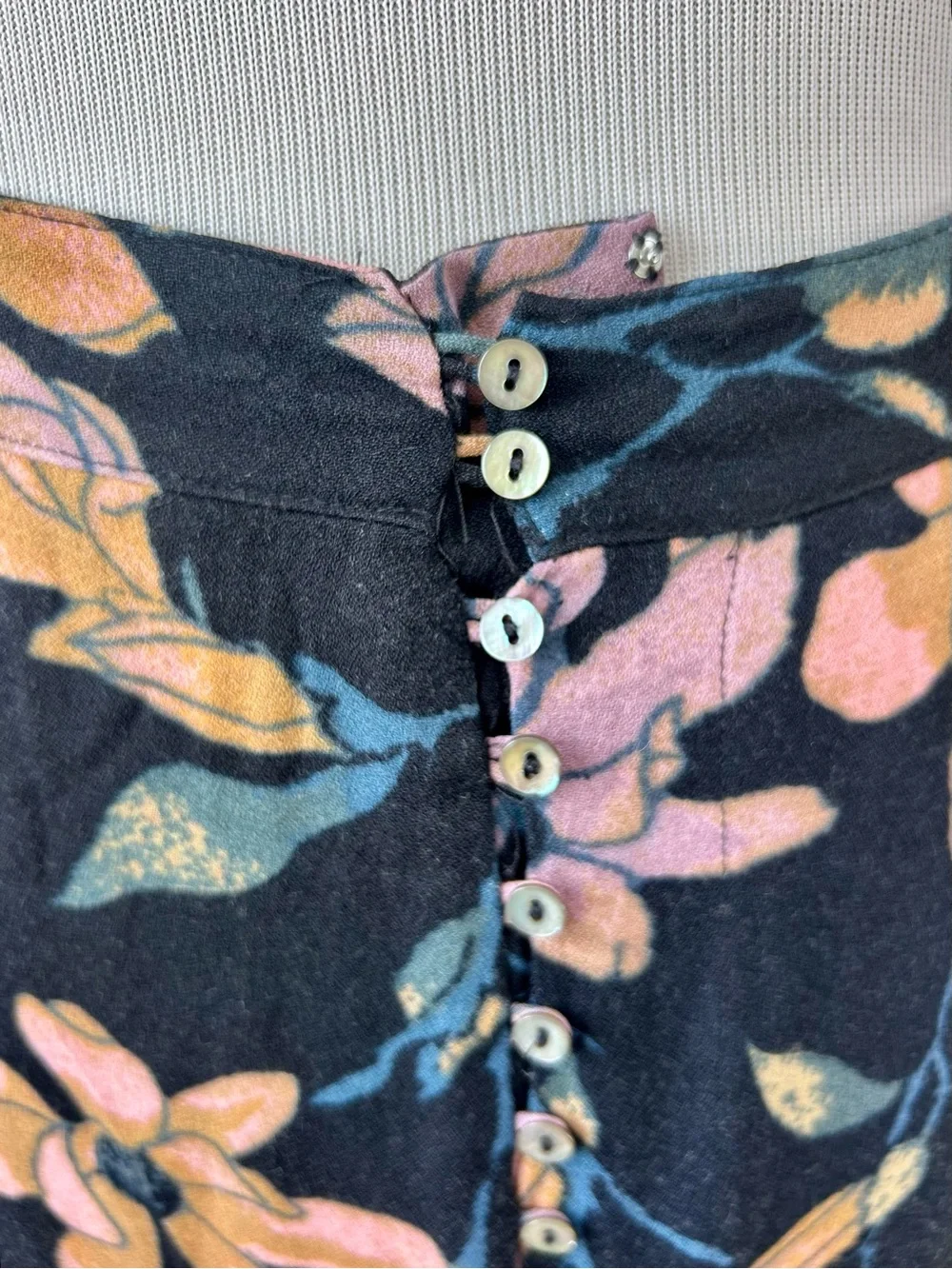 Free People Smooth Sailing Maxi Skirt Button Front Dark Floral Size 8