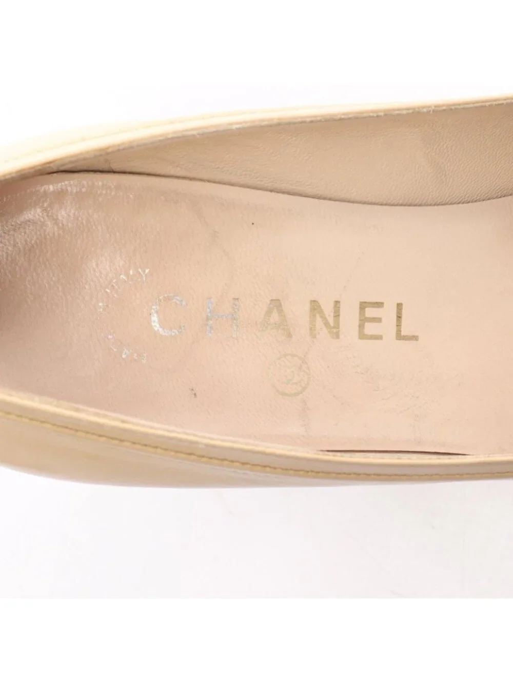Chanel Pumps CC Logo Beige Leather Heel