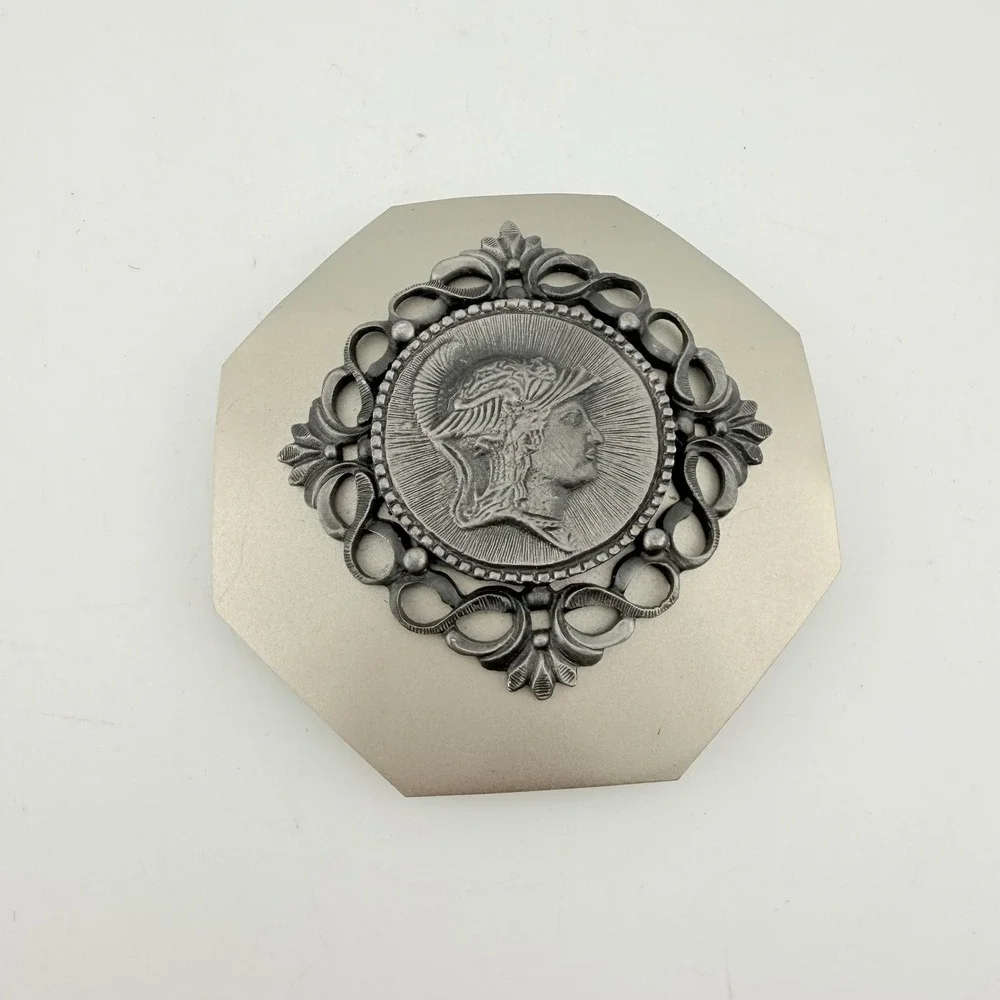 Silver Tone Roman Centurion Winged Helmet Octagon Belt Buckle
