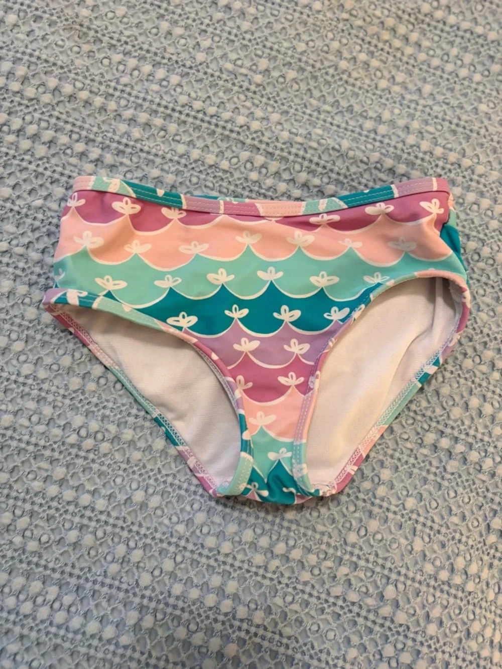 Ruffle Butts Teal Tankini w/ Pastel Scallop Briefs Mermaid Flounce 2 piece sz 5T