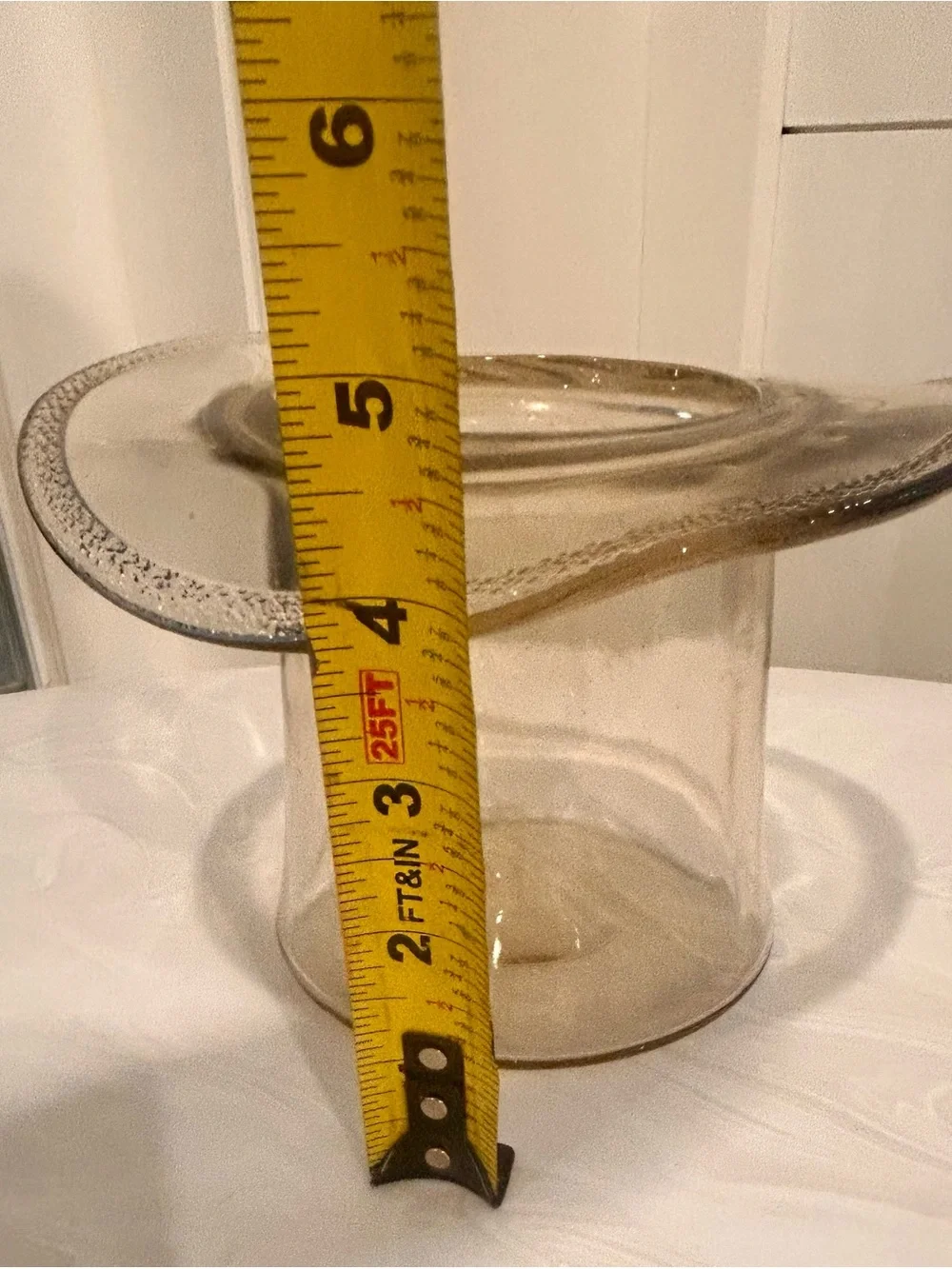 1960s Vintage Glass Smoke-tinted Top Hat Vase Bowl Vessel