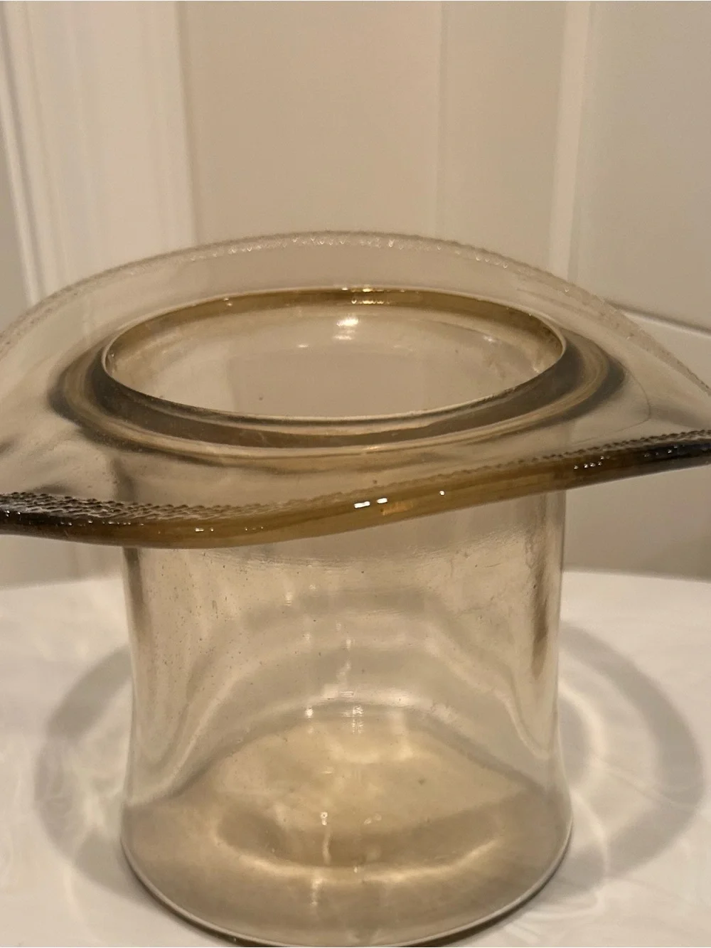 1960s Vintage Glass Smoke-tinted Top Hat Vase Bowl Vessel