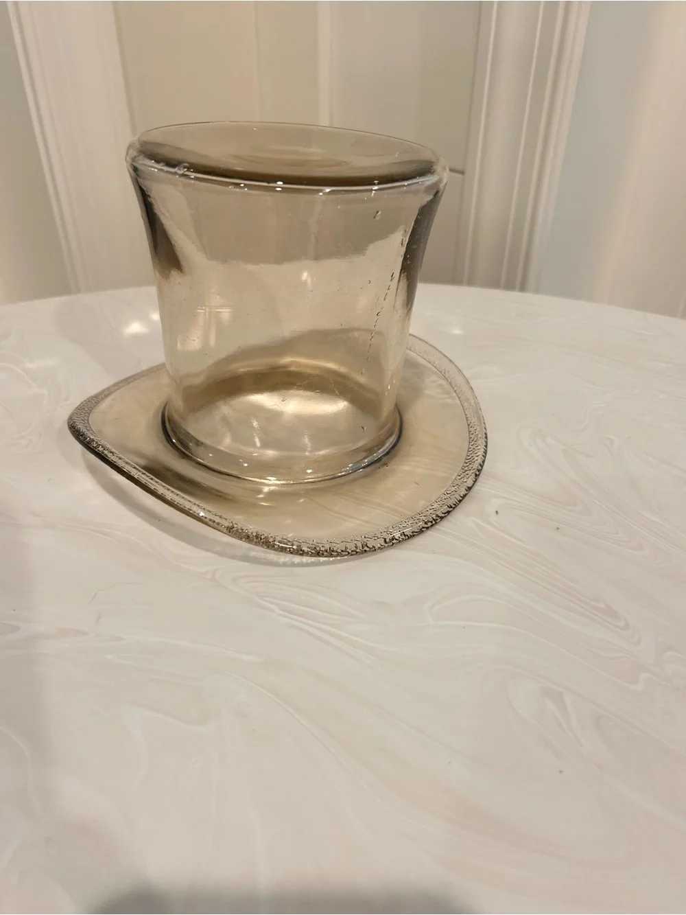1960s Vintage Glass Smoke-tinted Top Hat Vase Bowl Vessel