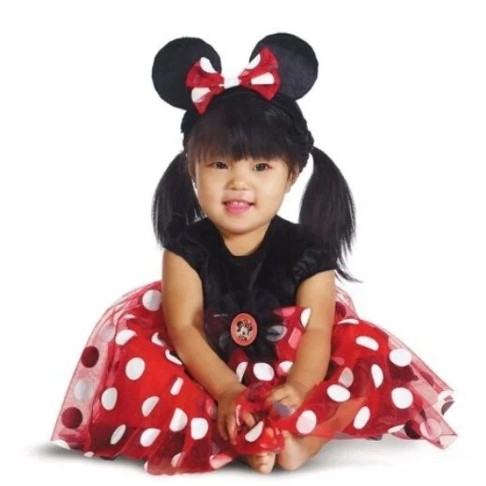Disney 6-12 Mths Minnie Mouse‎ Dress Halloween Costume Red polka dot w ears