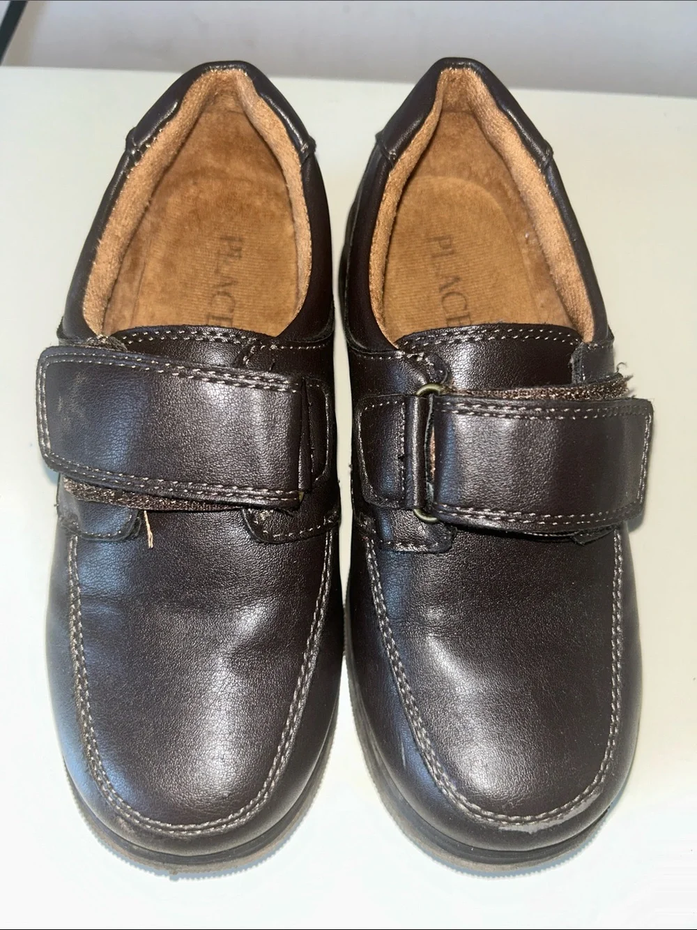 sold Boys Casual Leather Hook-and-Loop Shoes - Dark Brown size 13