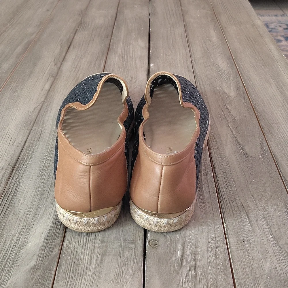 Stuart Weitzman Metallic Blue Glitter Laser Cut County Espadrilles Size EU 40