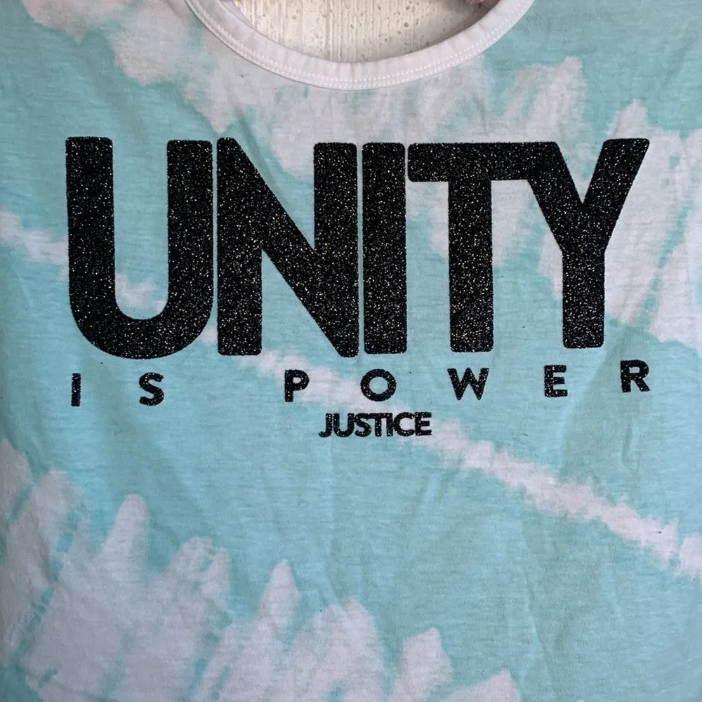 Justice Girls Kids Unity is Power Tie Dye Short Sleeve Shirt sz M/10
