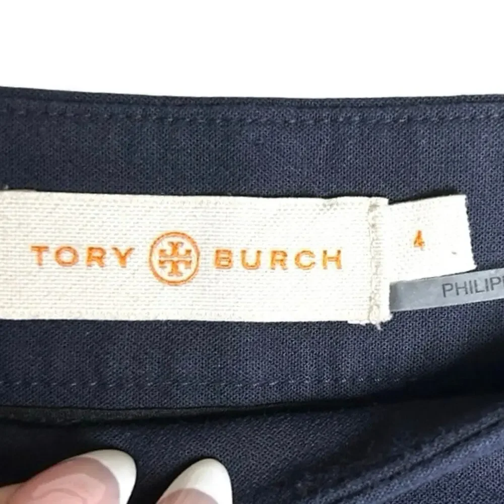 Tory Burch Women’s Slim Fit Straight Leg Ankle Pants Navy Blue Size 4