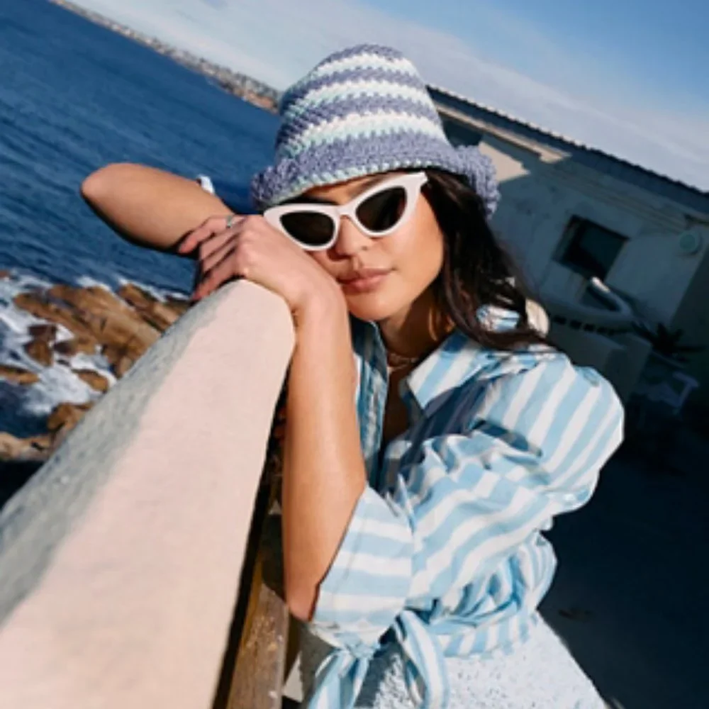 NWOT FREE PEOPLE Pixie Stripe Bucket Hat Free People Crochet Bohemian