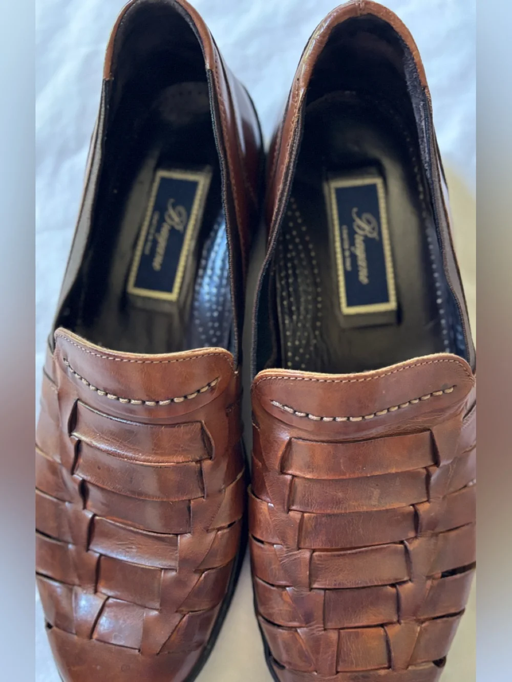 Bergamo Men’s 10M Brown Leather Woven Loafers Made in Italy