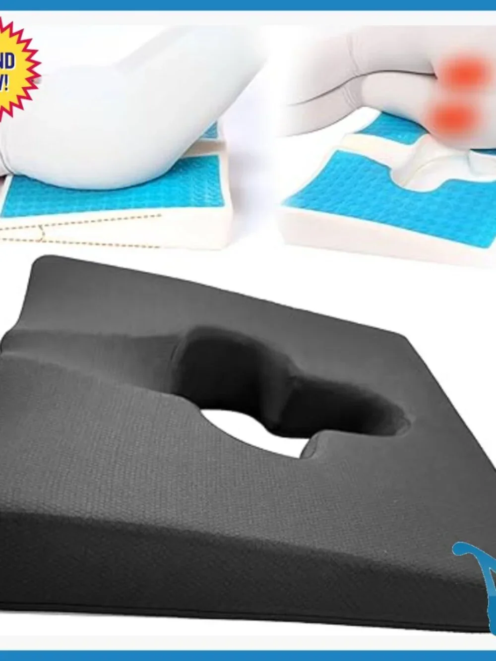 Memory Foam Gel Seat Cushion Pressure Relief Sciatica Hemorrhoid 18x15