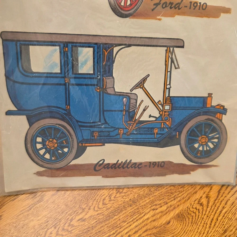 Vintage Meyercord Decals 1910 Ford‎ & Cadillac Classic Car Water Transfer NOS