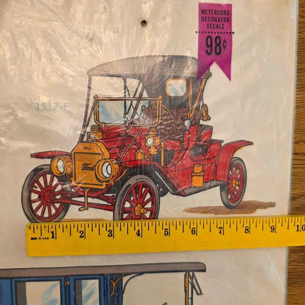 Vintage Meyercord Decals 1910 Ford‎ & Cadillac Classic Car Water Transfer NOS