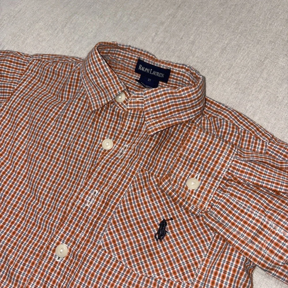 Ralph Lauren Children's Wear Sz 2/2T Gingham Plaid Toddler Button‎ Up Check Long