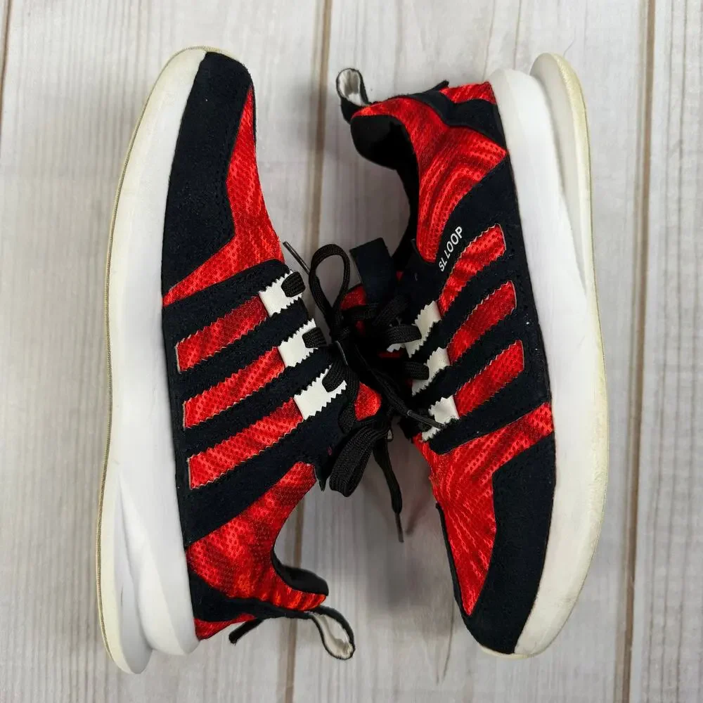 Adidas‎ SL Loop Runner Red Black White Stripe Athletic Sneakers Size 5.5