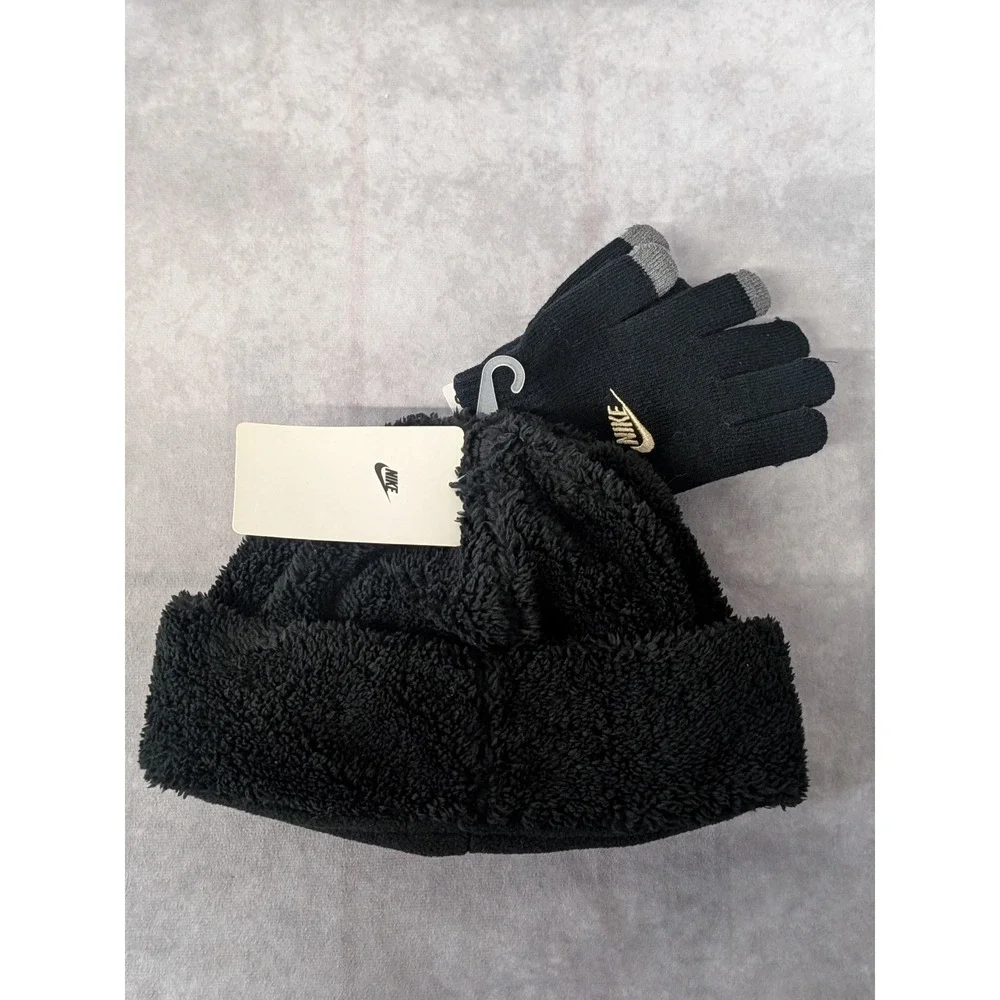 Nike Kids 2-Piece Polyester Glove & Beanie Set Black size 8/20‎
