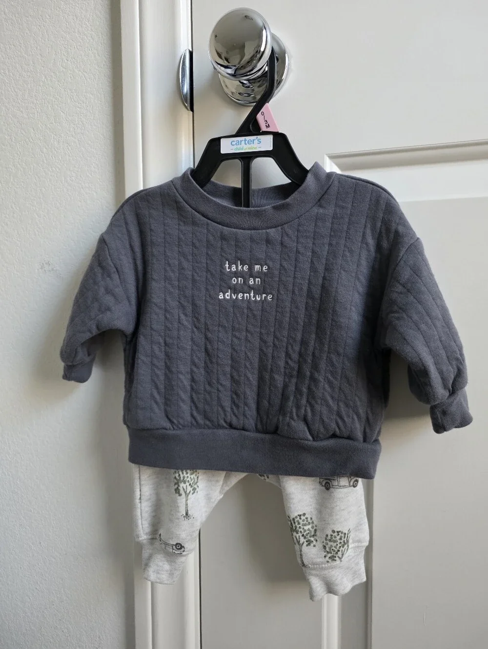 Carter's Quilted 'Take Me on an Adventure' Sweatshirt - Charcoal Gray