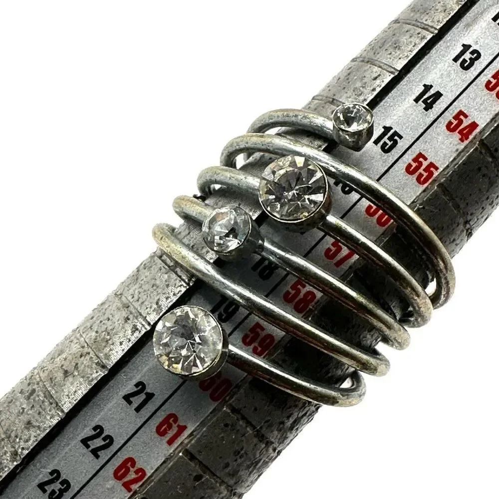 Silver tone multi rhinestone ring
