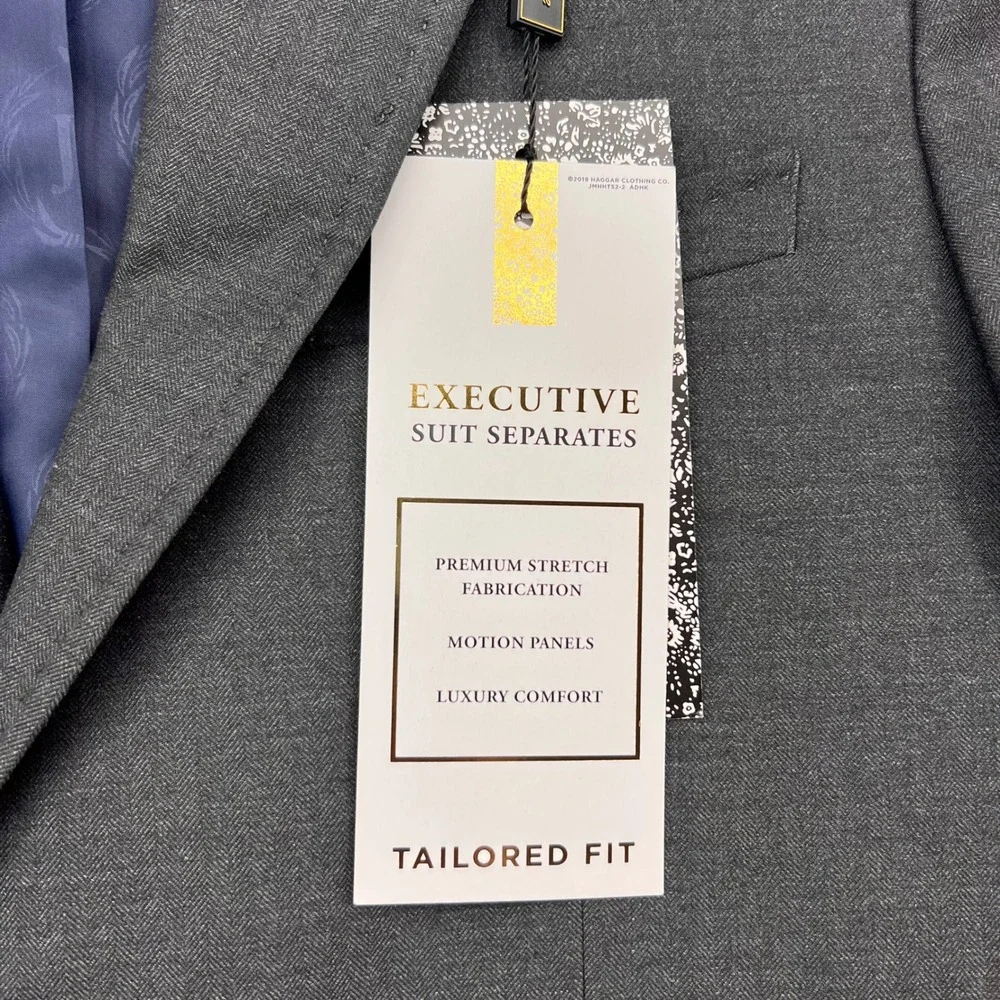 J.M. Haggar Signature Mens 40 Short Tailored Fit Suit Jacket Blazer Gray HZ70413