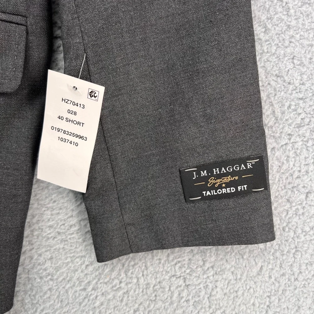 J.M. Haggar Signature Mens 40 Short Tailored Fit Suit Jacket Blazer Gray HZ70413