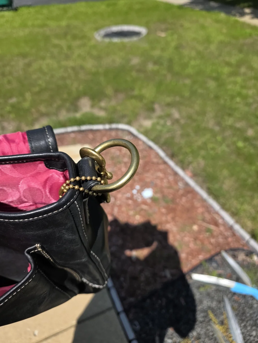 Coach Black Leather Shoulder Bag with Gold Hardware