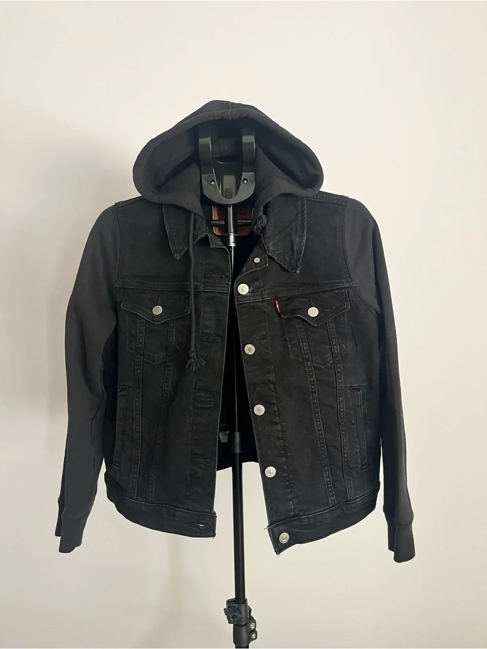 Levi's Black Hooded Denim Trucker Jacket