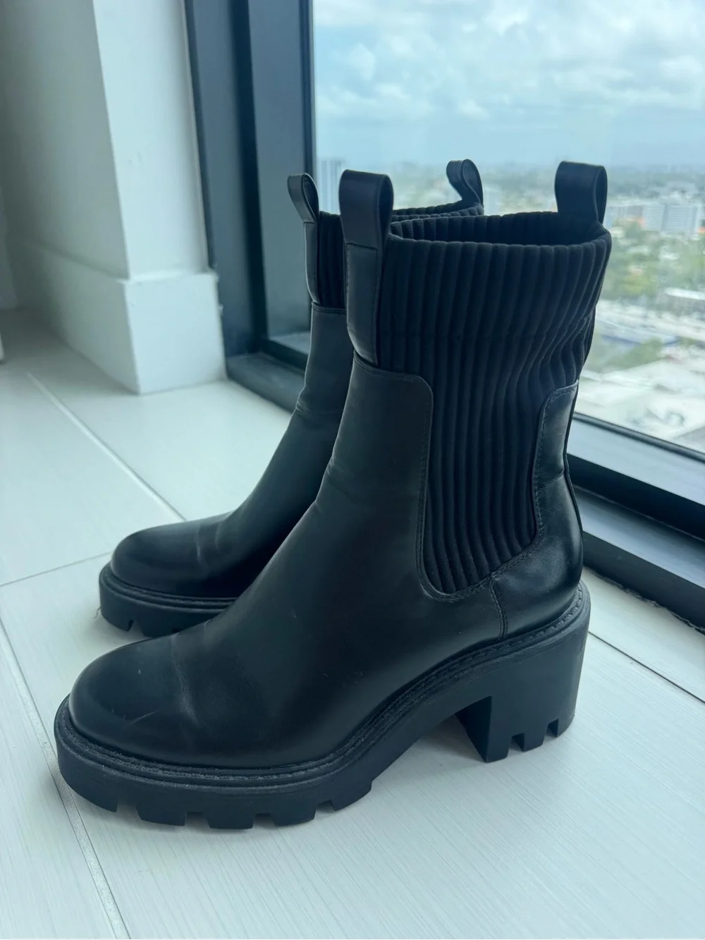 Zara Black Chunky Chelsea Ankle Boots