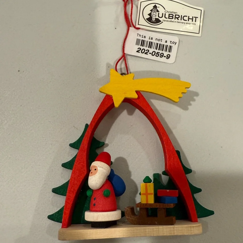 Ulbricht Festive Santa Ornament - Red, Green, Yellow