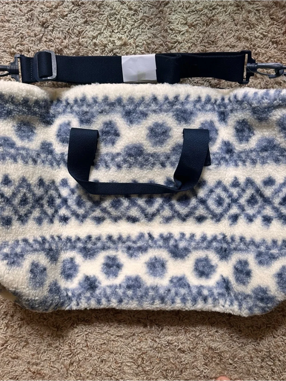Victoria’s Secret PINK Cozy Plush Weekender Bag Blue Fair Isle NW