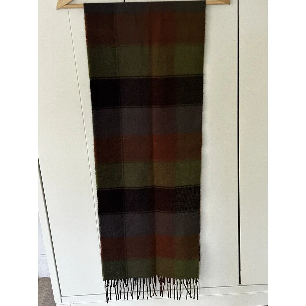100% Cashmere Scarf Made in Scotland Fringe Plaid Preppy Classic Traditional
