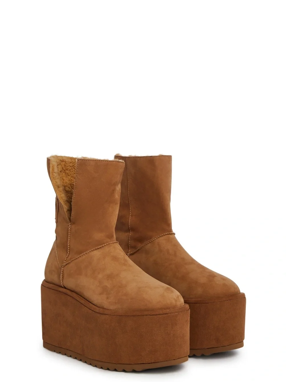 DARKER WAVES ATMOSPHERE FLEECE LINED SUEDE PLATFORM BOOTS - BROWN