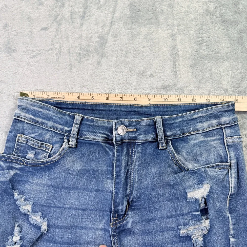 Unbranded Distressed Denim Cut Off Shorts  Blue Womens Size L Fits 29