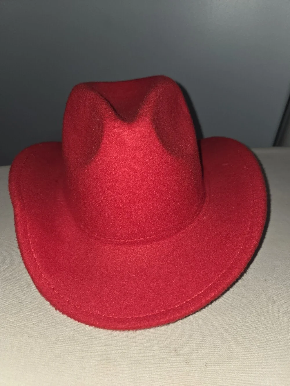 Ina Red Felt Fedora Hat - Structured Wide Brim