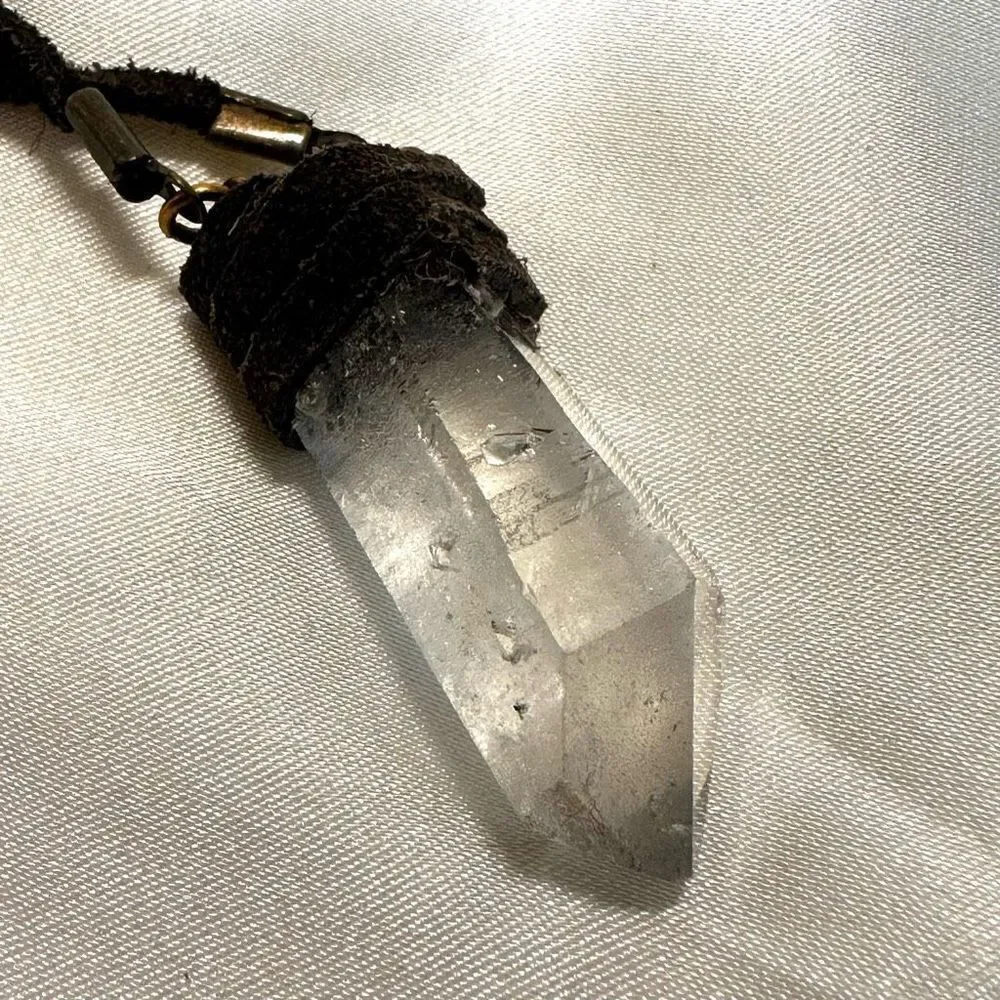 raw quartz crystal pendant necklace raw quartz