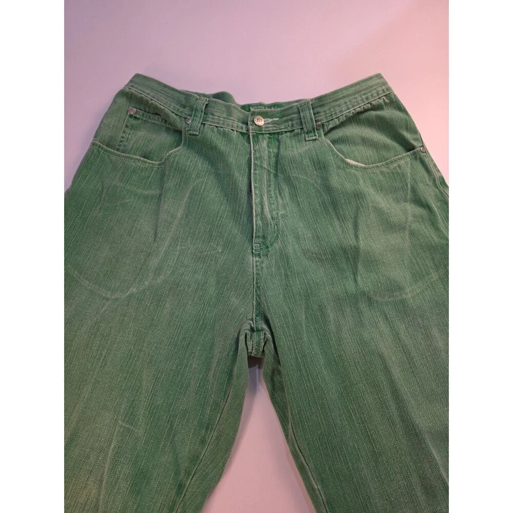 Men’s Royal Blue Jean Company Green Twill Denim Pants 36x34 Baggy Skater 90s Y2K