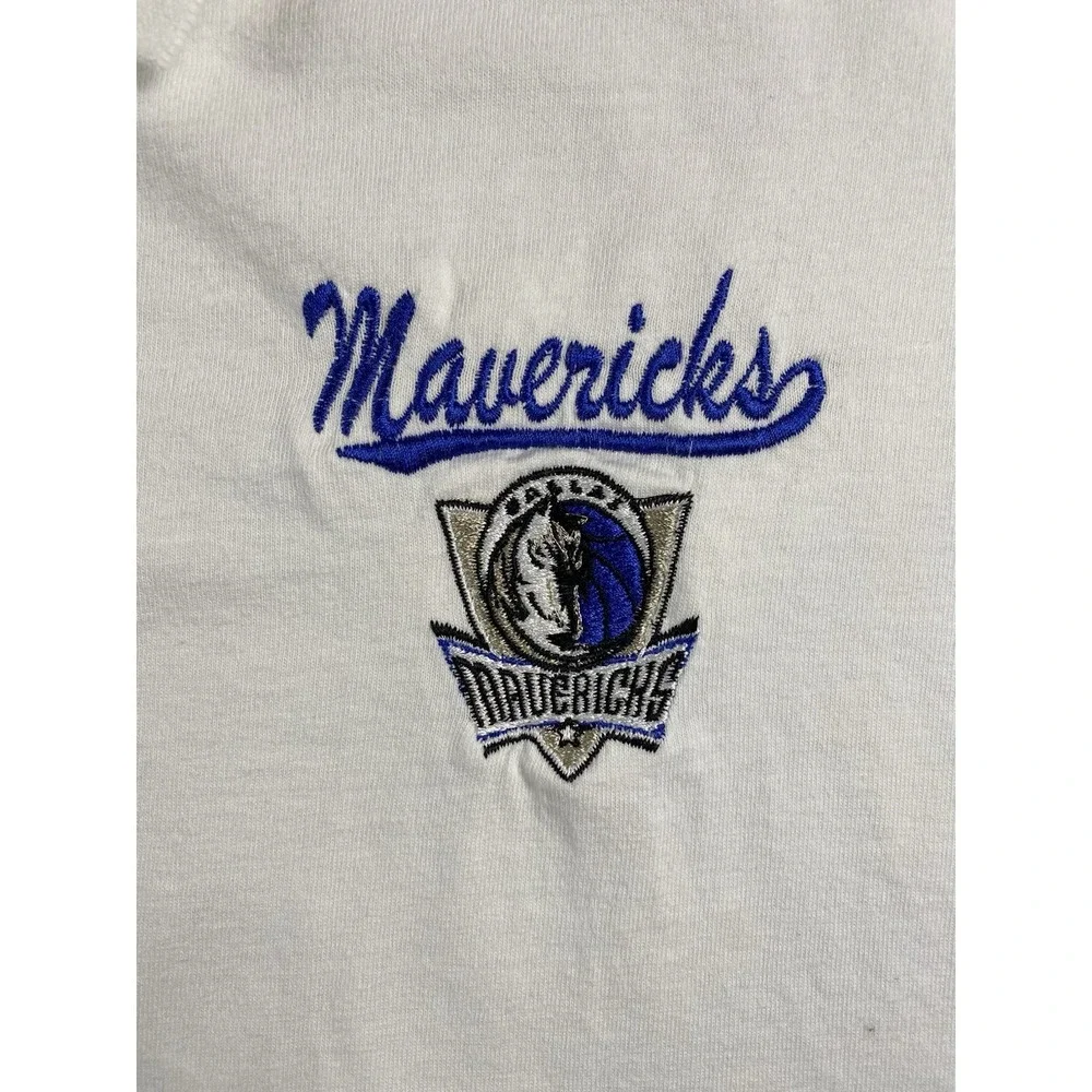 Vtg Dallas Mavericks Polo Shirt Mens‎ 2XL White Embroidered Logo NBA Y2K Sports