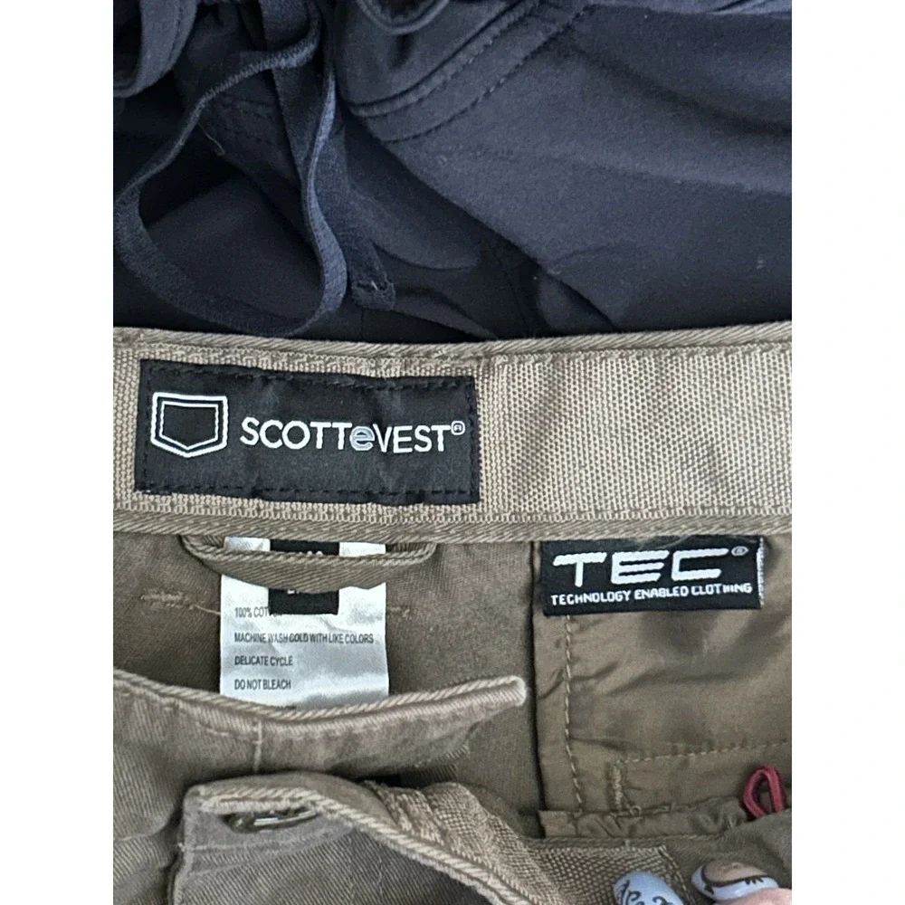 Men's Scottevest Tec Khaki Chino Pants Tan Size 40x34 100% Cotton