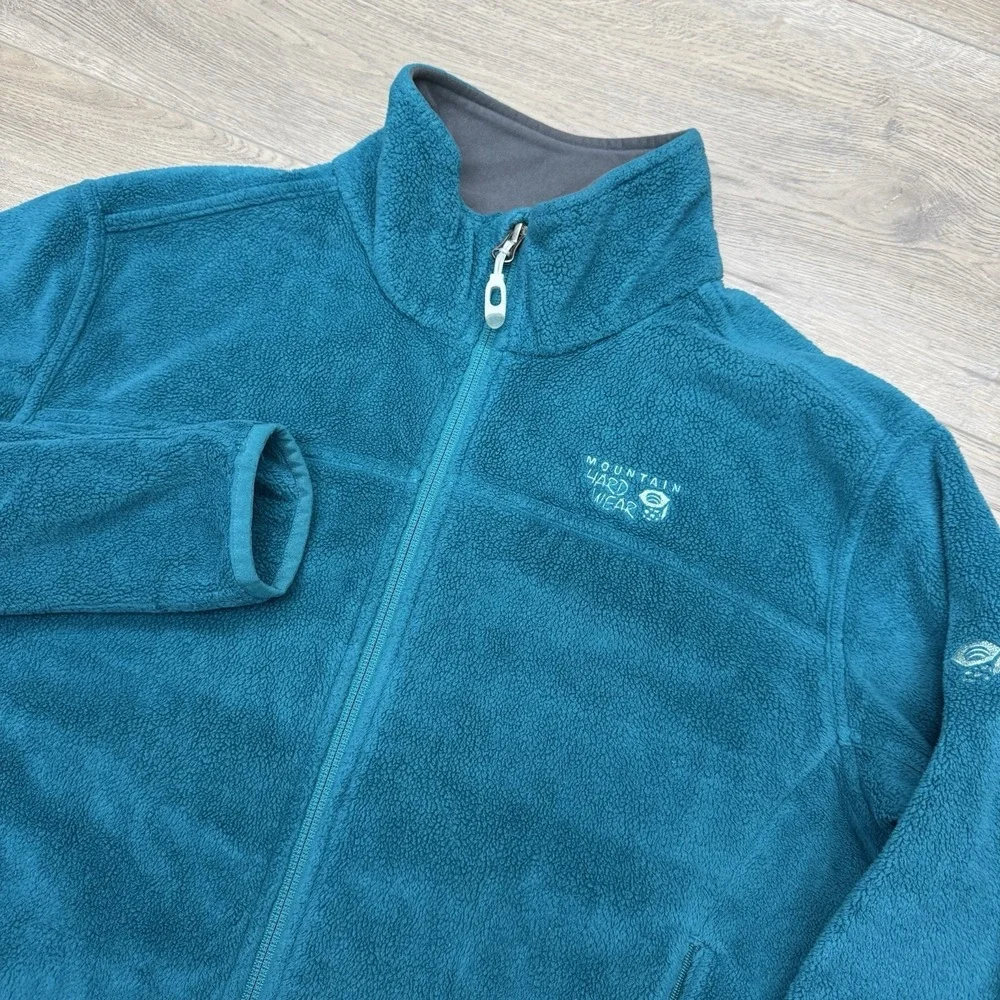 Mountain Hardwear Aqua Teal Blue Fuzzy Fleece‎ Jacket Women's Sz M Gorp READ
