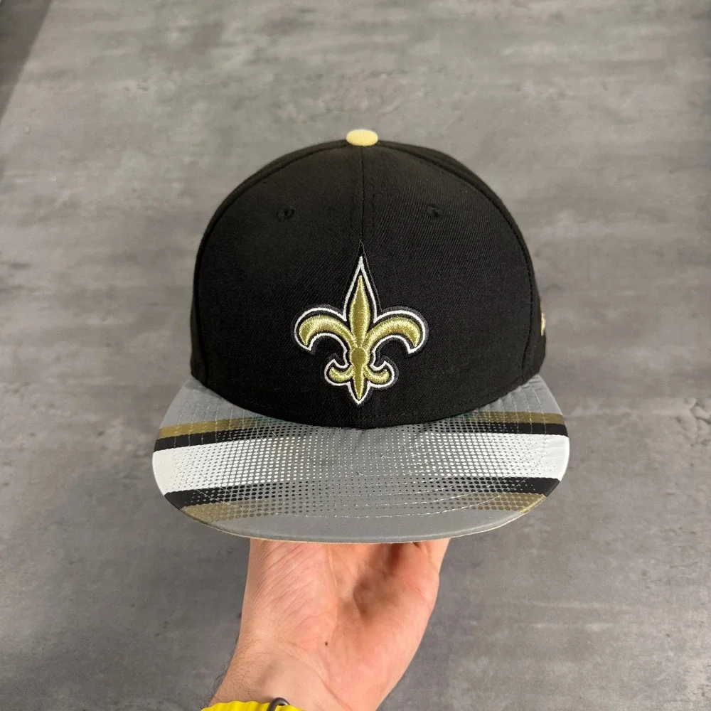 New Era New Orleans Saints Hat 7 3/4 Black‎ Gold Gray White NFL 59FIFTY Fitted