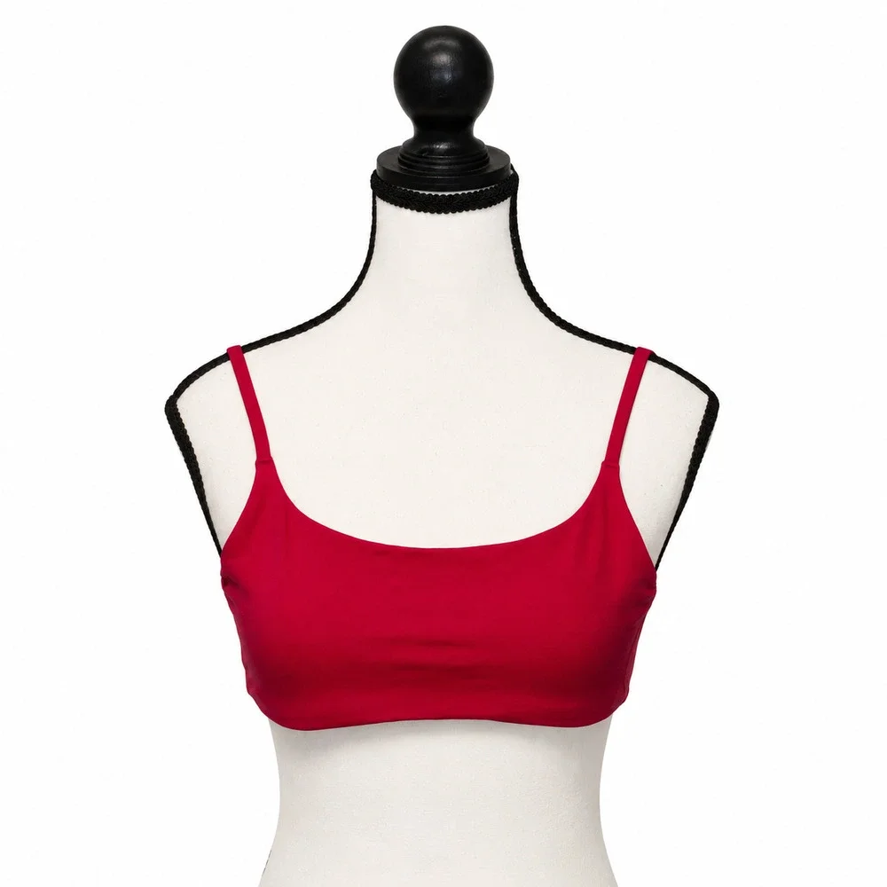 Quince Italian Scoop Neck Bikini Top Womens Size XS Cherry Red NWT