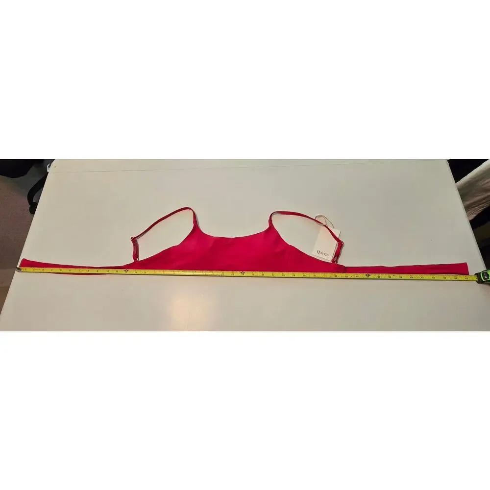 Quince Italian Scoop Neck Bikini Top Womens Size XS Cherry Red NWT