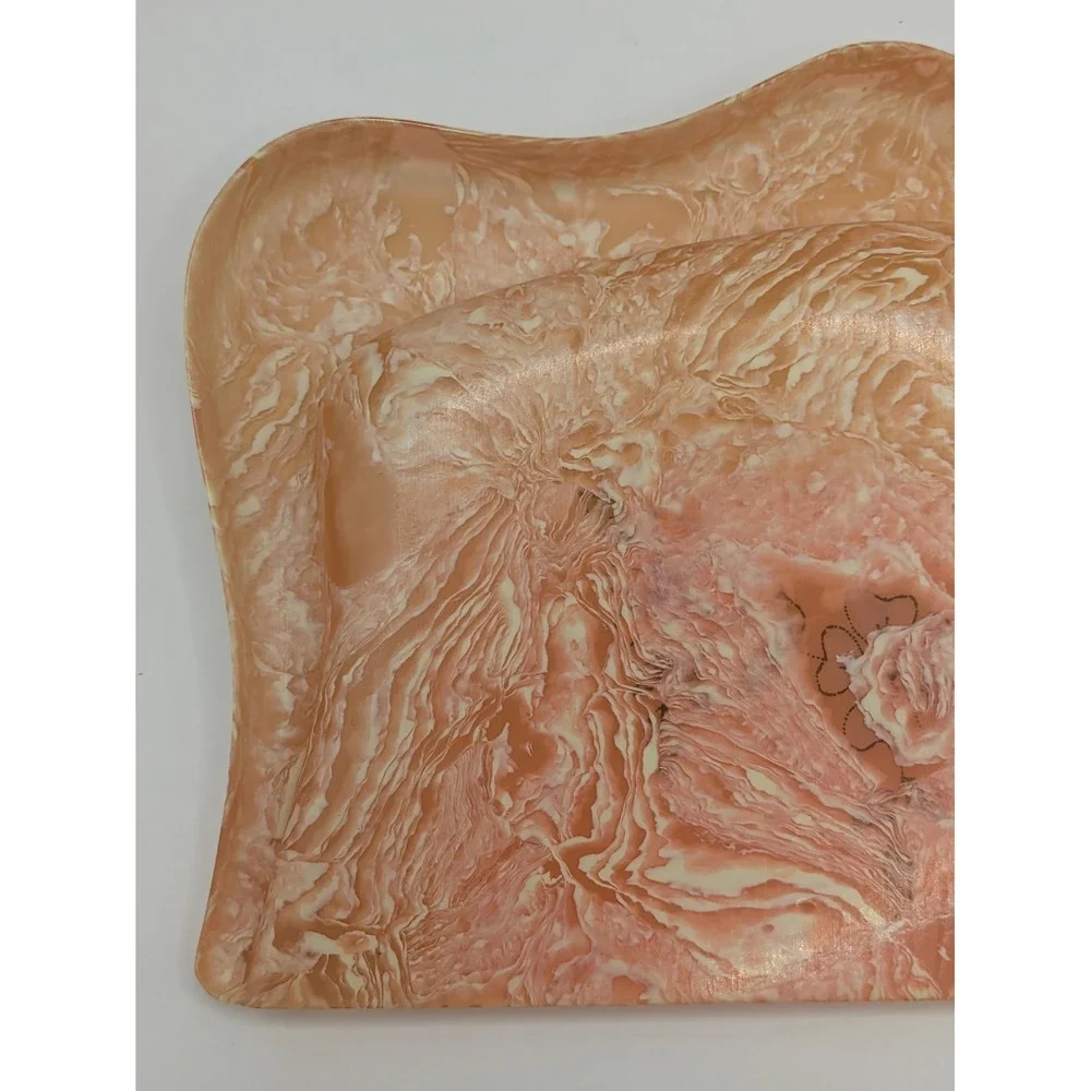 Vintage Celluloid Table Crumb Catcher Silent Butler‎ Pink Marble