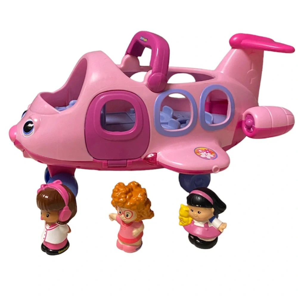 Fisher Price Vintage Little Movers Pink Airplane Little People Vintage Toys Set