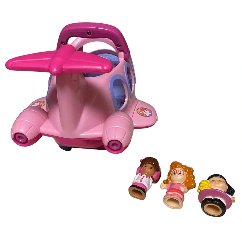 Fisher Price Vintage Little Movers Pink Airplane Little People Vintage Toys Set