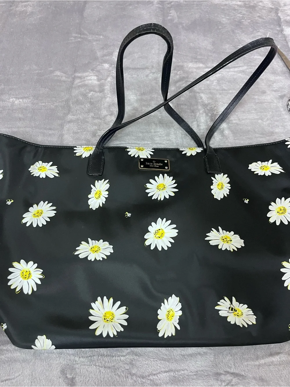 kate spade Black Daisy Tote Bag