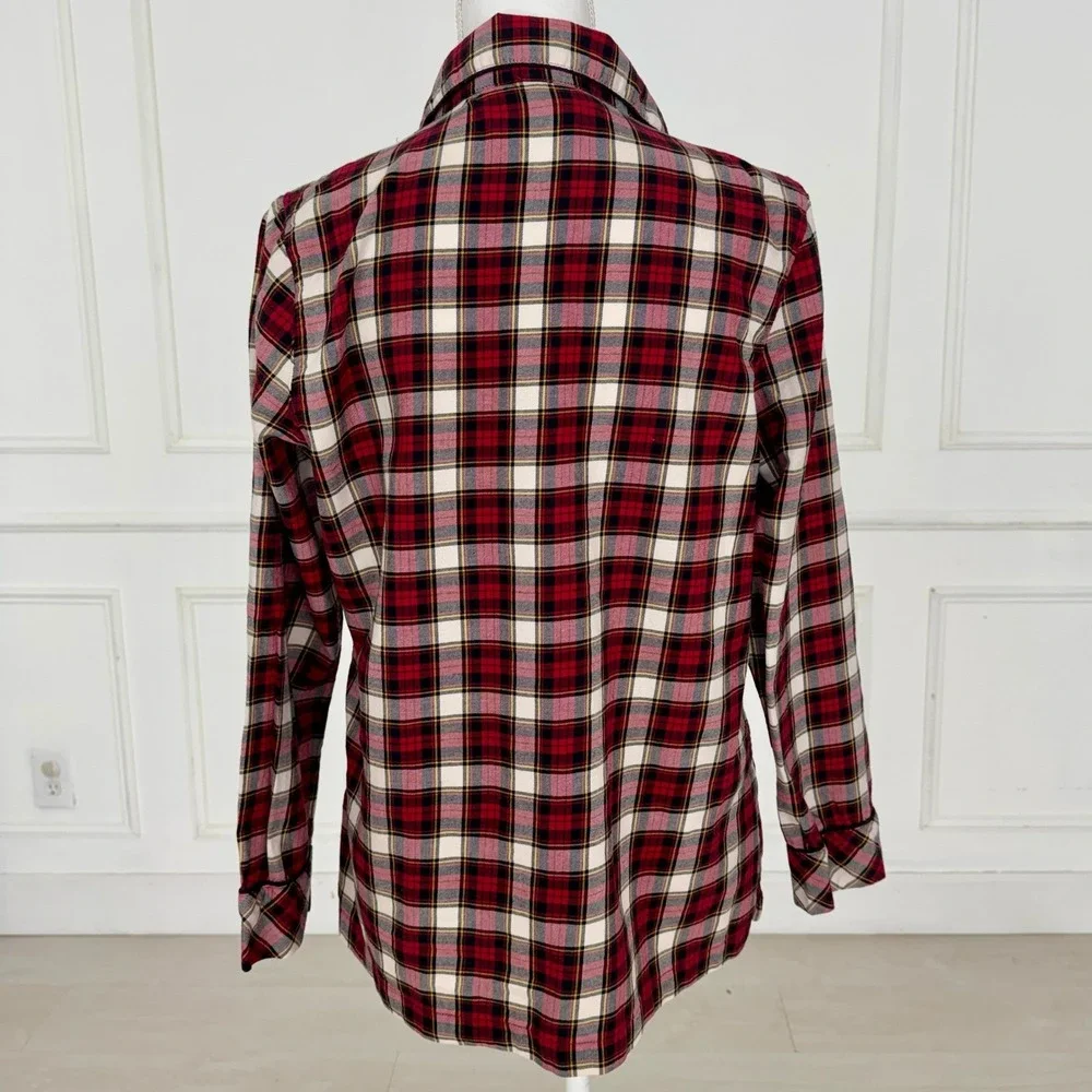 Chaps Pajama Set Womens Large Red Plaid Flannel Cotton Sleepwear Loungewear‎ 2PC