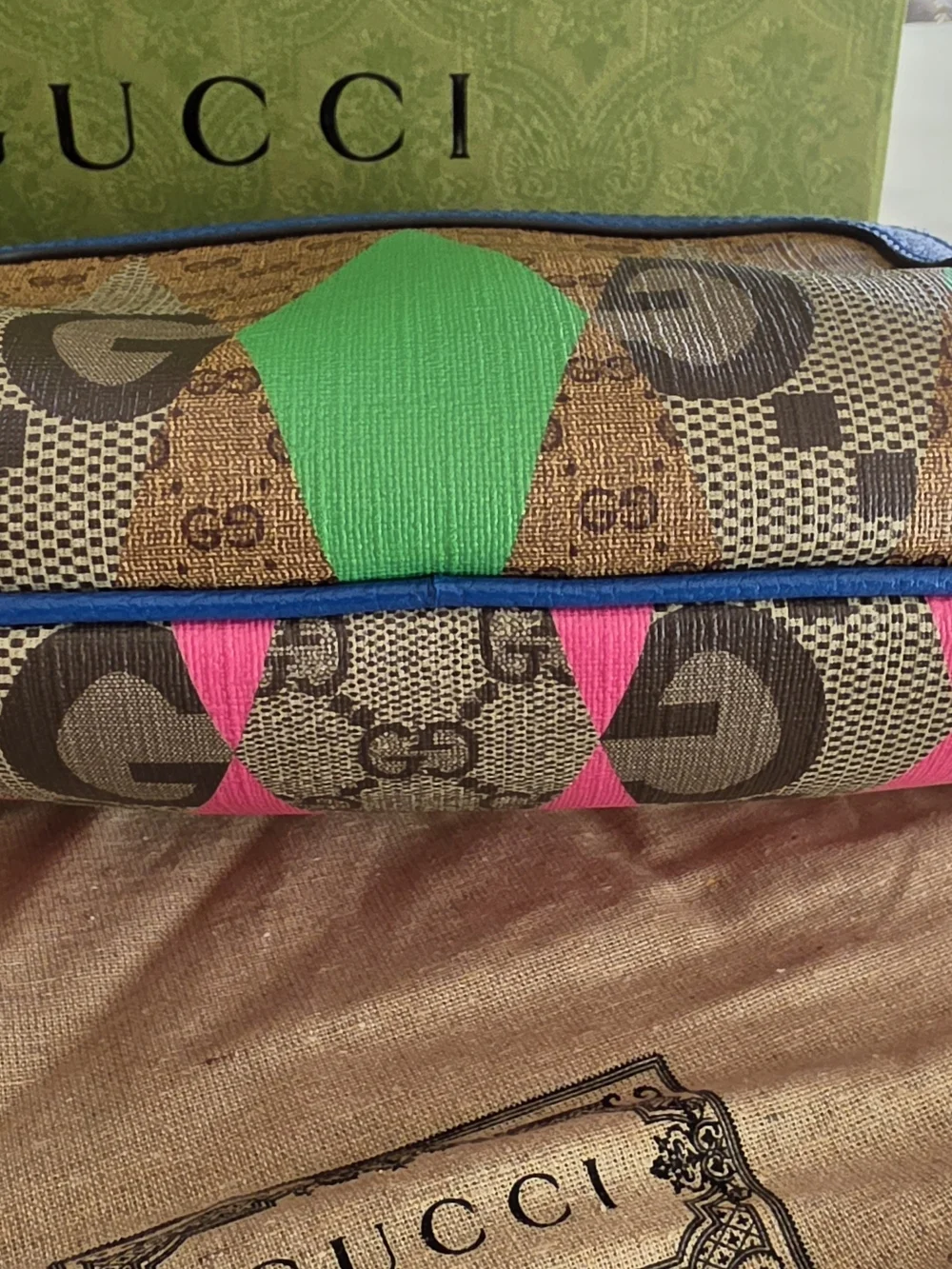 Gucci Crossbody Bag in Blue, Pink & Green