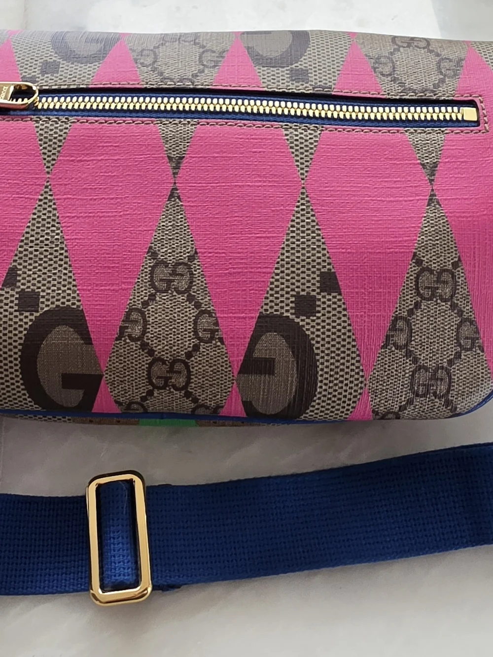 Gucci Crossbody Bag in Blue, Pink & Green