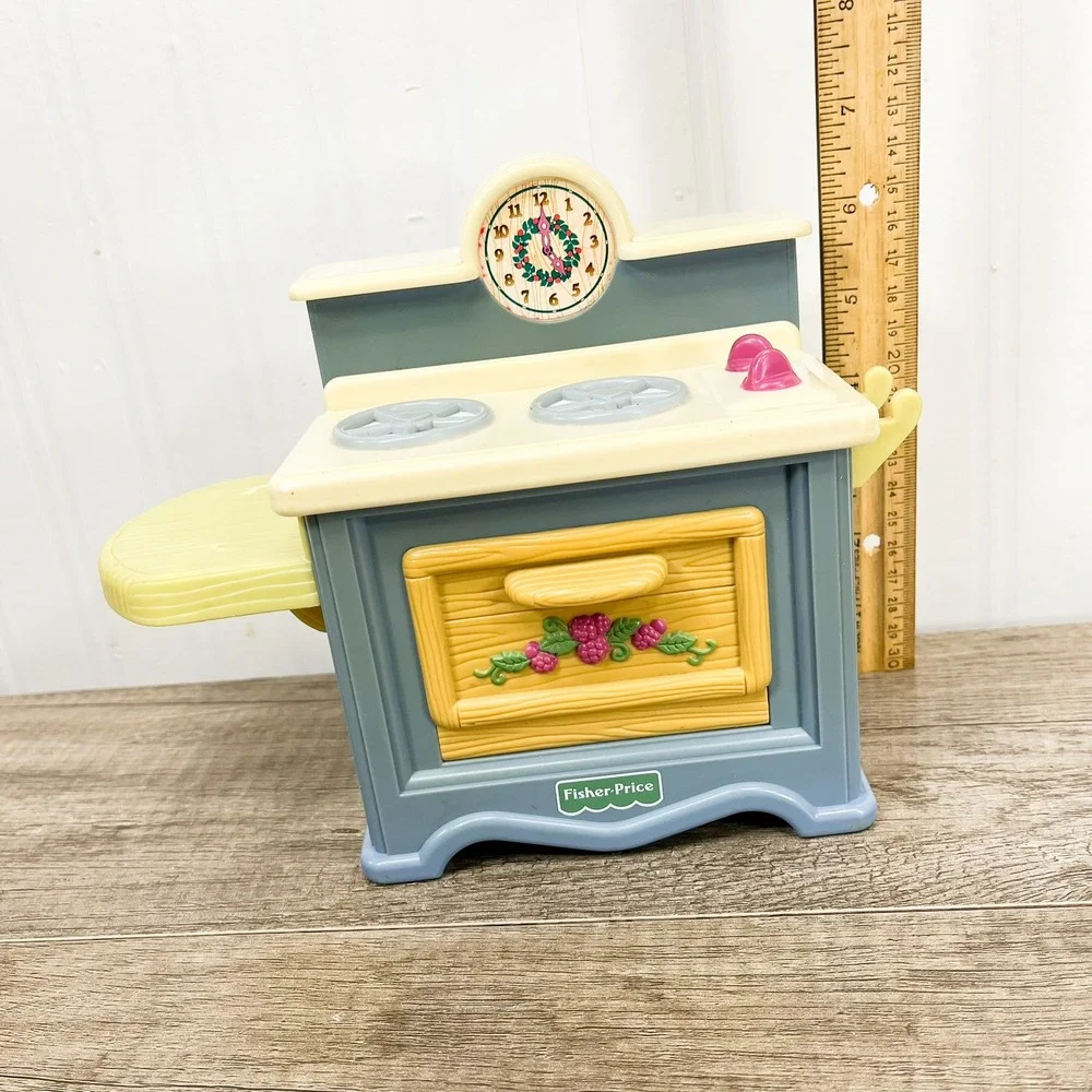 Vintage 1998 Fisher Price Loving Family Dollhouse Kitchen Stove Blue 71463
